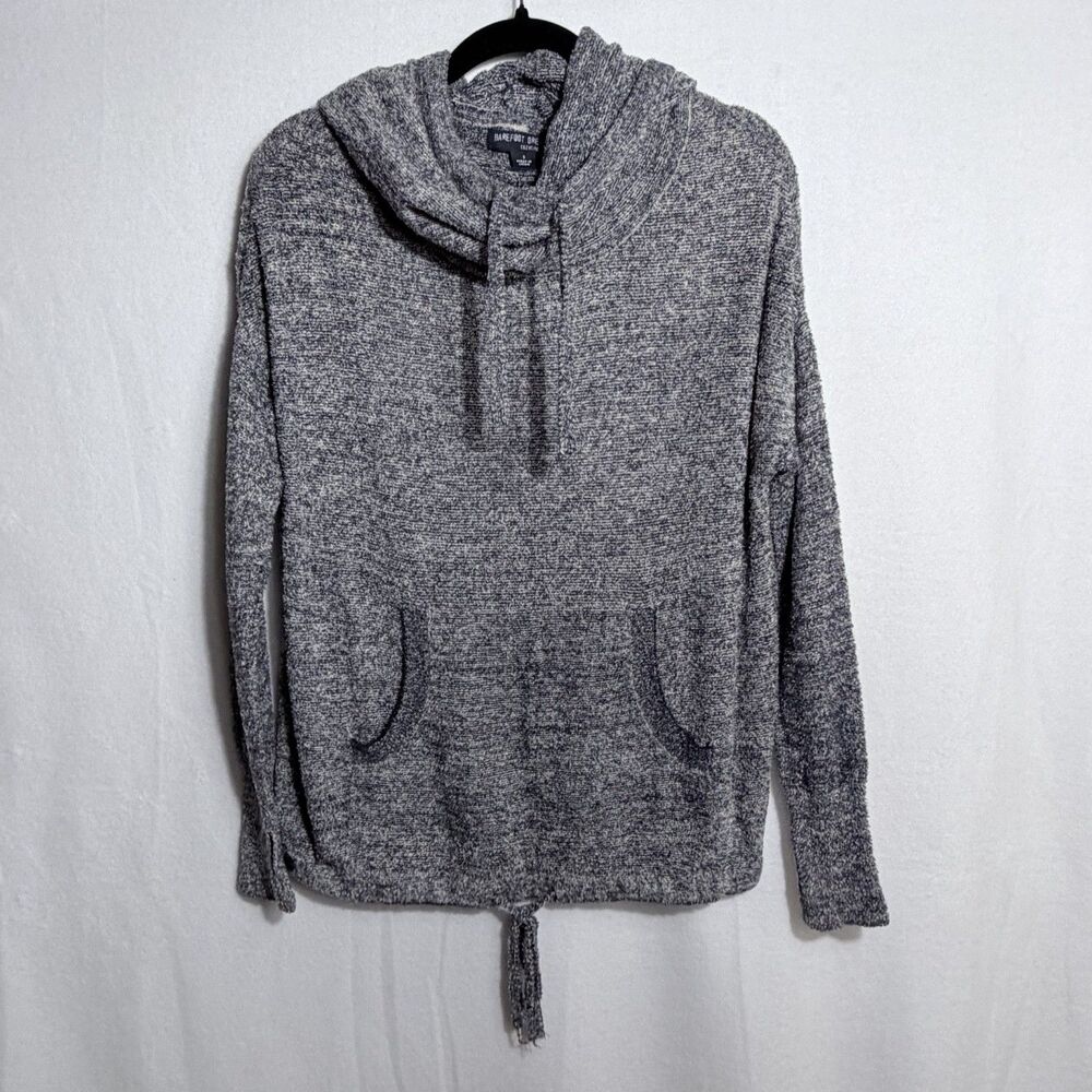 Barefoot Dreams Cozychic Lite Knit Pebble Beach Gray Hooded Pullover Women's S